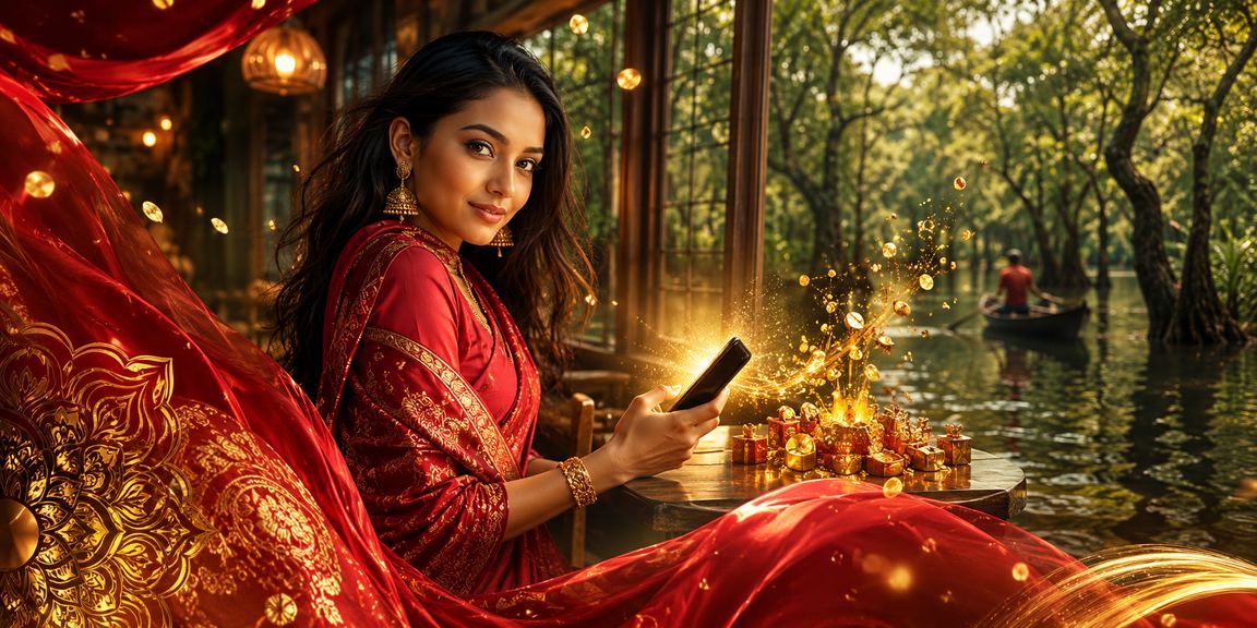 Mobile payment experience of a woman in a saree in Sylhet